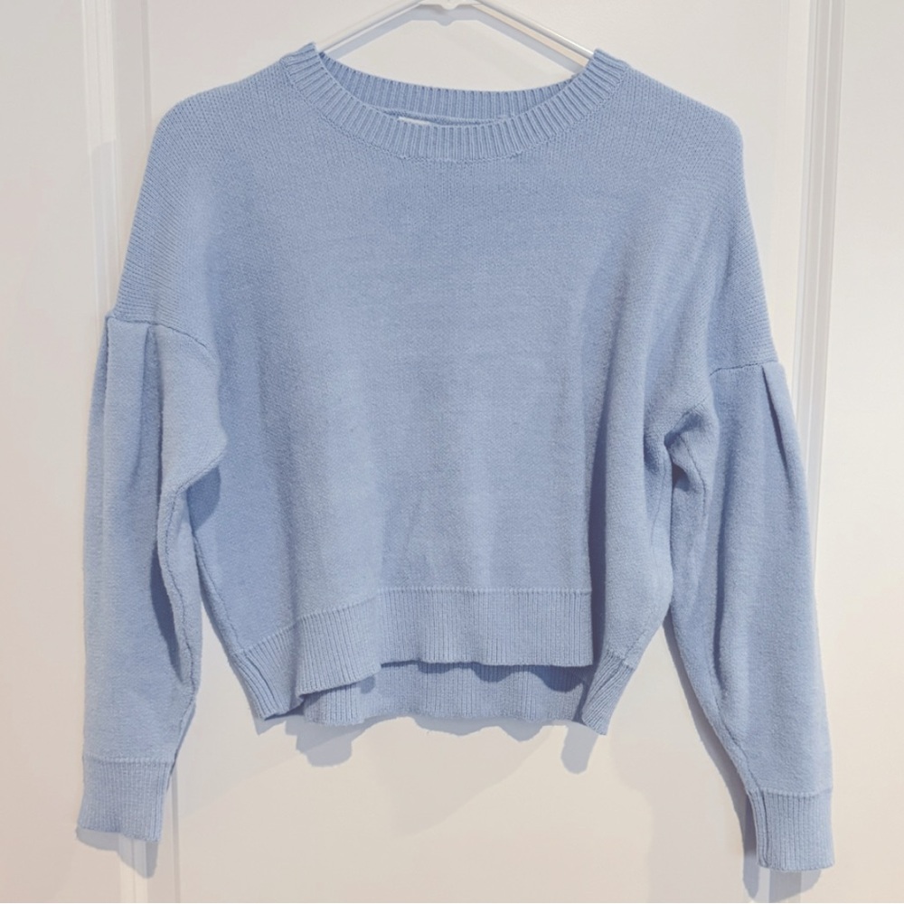 Woven Heart Sweater, Beautiful Light Blue, Size Medium - Picture 6 of 11